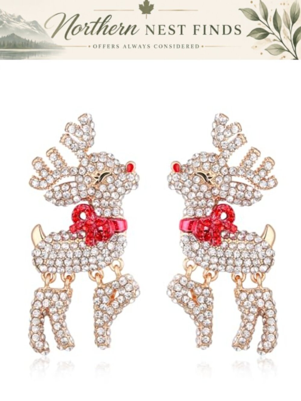 Enamel Light Bulb Snowflake Jingle Bell Christmas Dangle Earrings